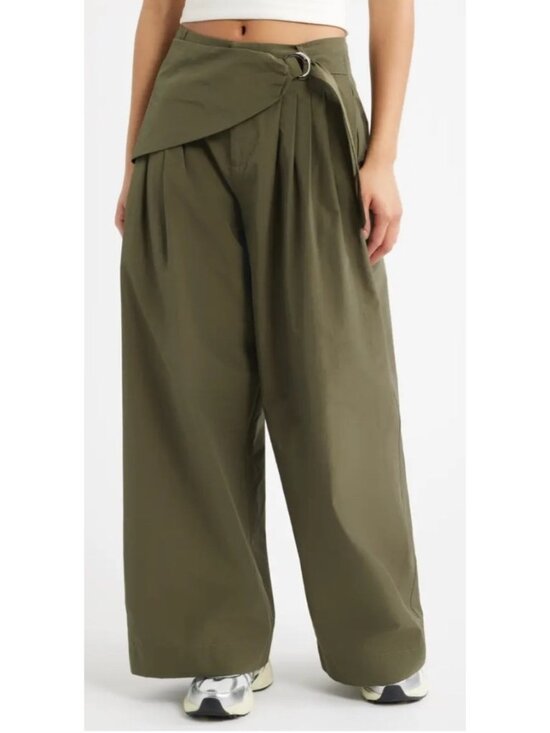 Damson Madder Pants - Damson Madder Women's Sz 6 Fabia Pleated Wide Leg Pants  Adjustable D-Ring Belt